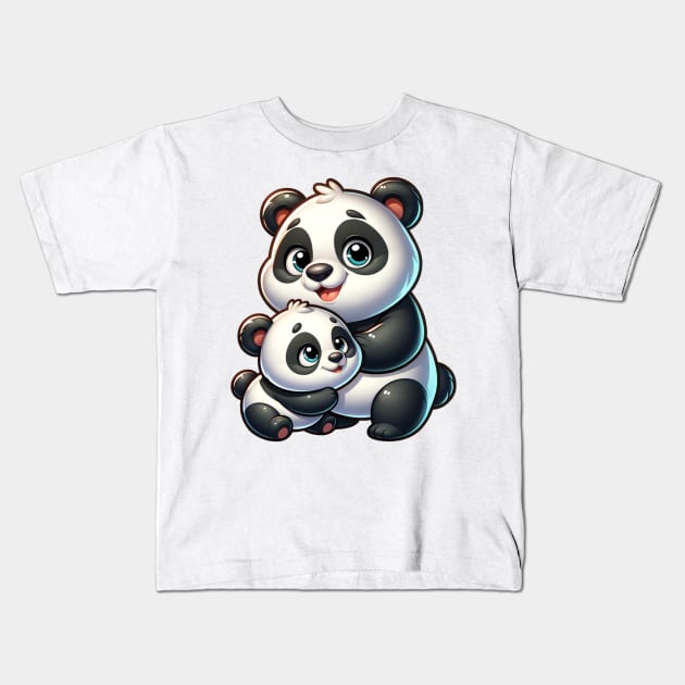 Panda with baby. Kids T-Shirt by lakokakr